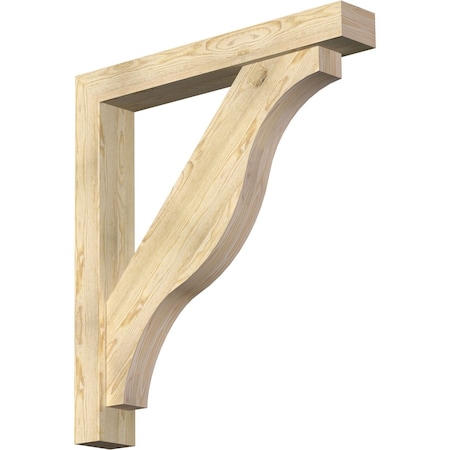 Ekena Millwork Funston Block Rough Sawn Bracket w/ Offset Brace, Douglas Fir, 6"W x 40"D x 44"H BKT0604X40X44FST05RDF